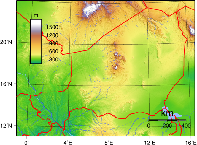 Niger, Relief, Topgraphie, Karte